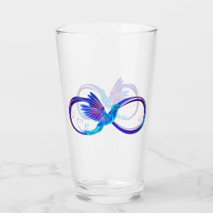 Neon Infinity Symbol with Glowing Hummingbird Glass