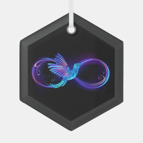 Neon Infinity Symbol with Glowing Hummingbird Glass Ornament