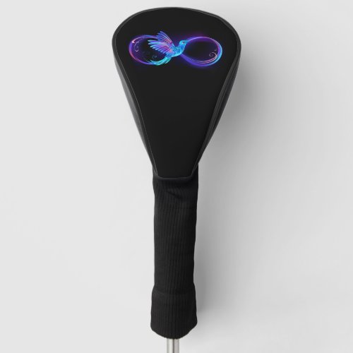 Neon Infinity Symbol with Glowing Hummingbird Golf Head Cover