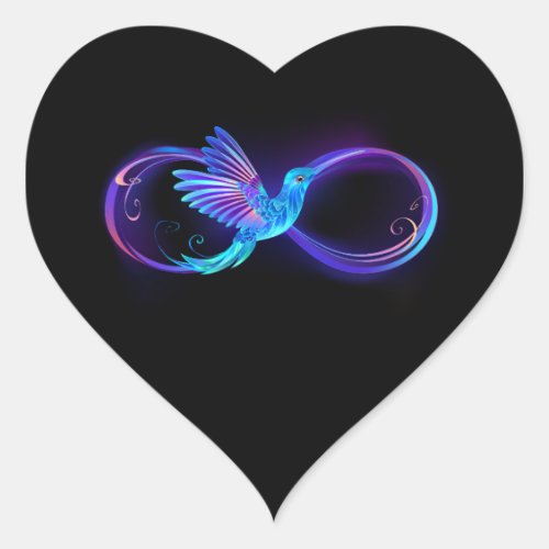 Neon Infinity Symbol with Glowing Hummingbird Heart Sticker