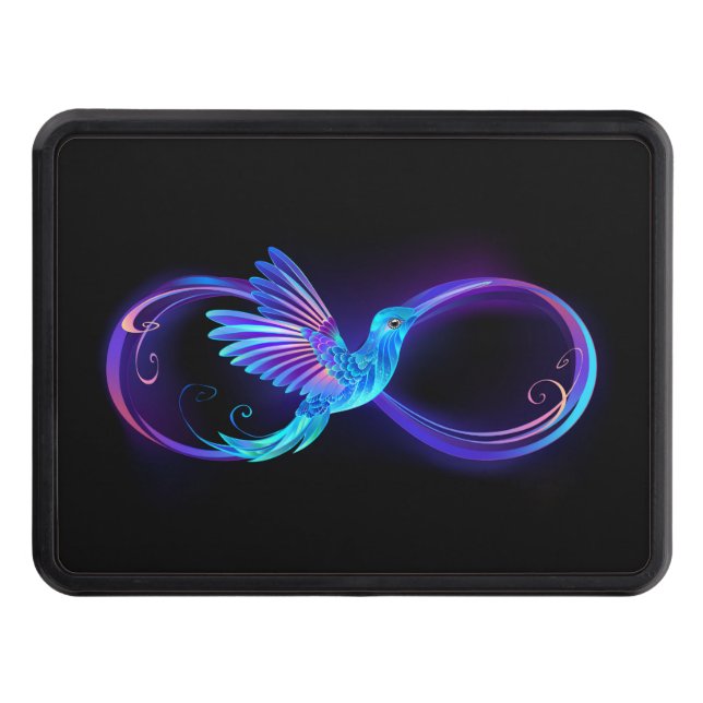 Neon Infinity Symbol with Glowing Hummingbird Hitch Cover (Front)