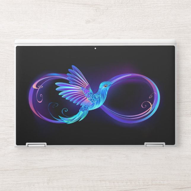 Neon Infinity Symbol with Glowing Hummingbird HP Laptop Skin (Front)