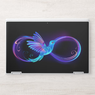 Neon Infinity Symbol with Glowing Hummingbird HP Laptop Skin