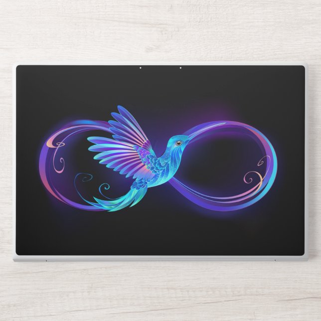 Neon Infinity Symbol with Glowing Hummingbird HP Laptop Skin (Front)