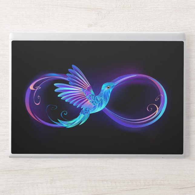 Neon Infinity Symbol with Glowing Hummingbird HP Laptop Skin (Front)