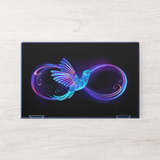Neon Infinity Symbol with Glowing Hummingbird HP Laptop Skin (Front)