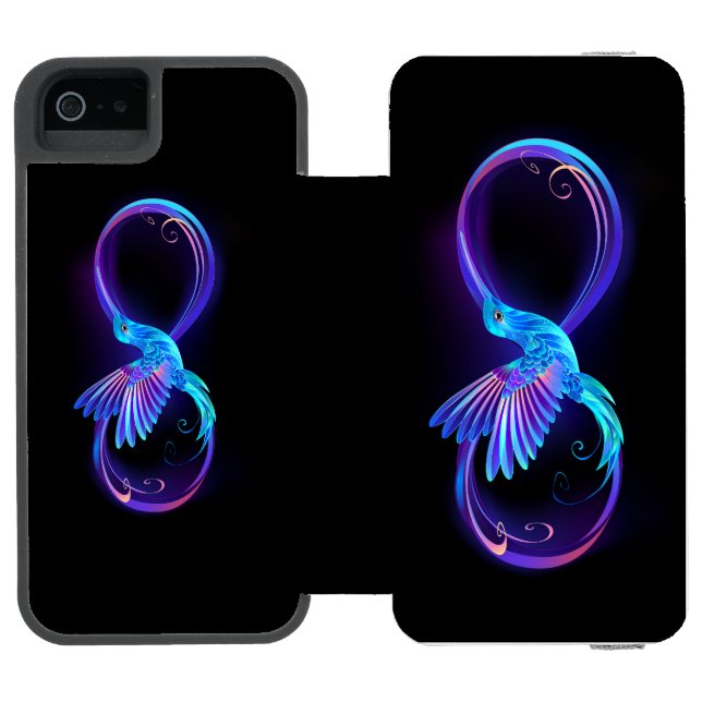 Neon Infinity Symbol with Glowing Hummingbird Incipio iPhone Wallet Case (Folio Open)