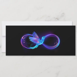 Neon Infinity Symbol with Glowing Hummingbird Invitation
