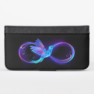 Neon Infinity Symbol with Glowing Hummingbird iPhone X Wallet Case