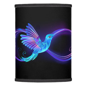 Neon Infinity Symbol with Glowing Hummingbird Lamp Shade