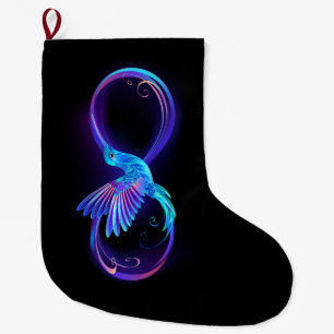 Neon Infinity Symbol with Glowing Hummingbird Large Christmas Stocking