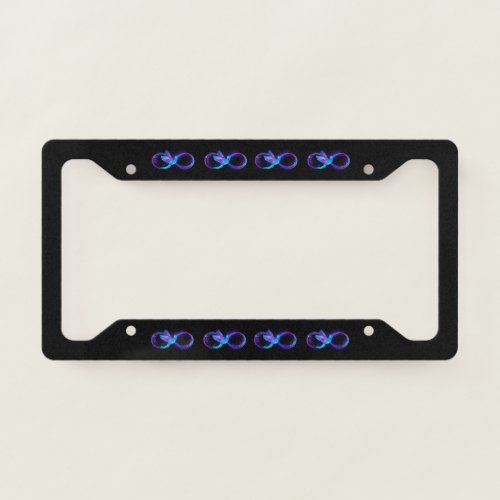 Neon Infinity Symbol with Glowing Hummingbird License Plate Frame
