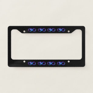 Neon Infinity Symbol with Glowing Hummingbird License Plate Frame