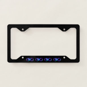 Neon Infinity Symbol with Glowing Hummingbird License Plate Frame