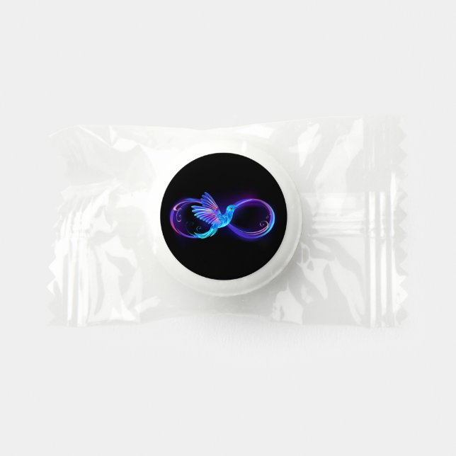 Neon Infinity Symbol with Glowing Hummingbird Life Saver® Mints (Front)