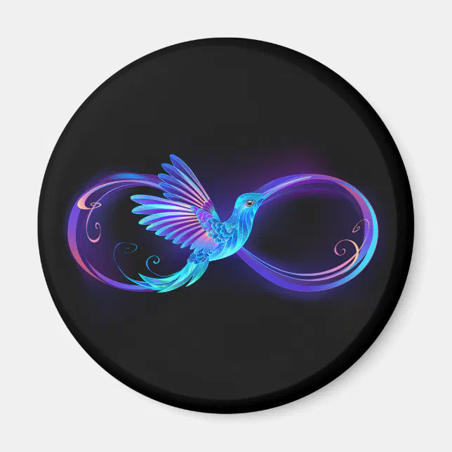 Neon Infinity Symbol with Glowing Hummingbird Magnet | Zazzle