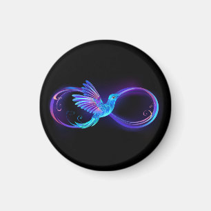 Neon Infinity Symbol with Glowing Hummingbird Magnet