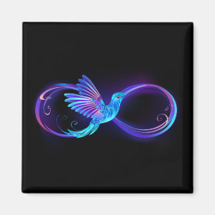 Neon Infinity Symbol with Glowing Hummingbird Magnet