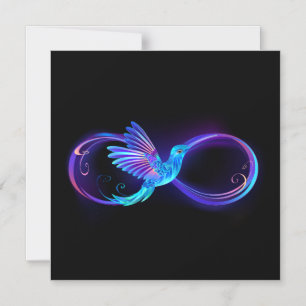 Neon Infinity Symbol with Glowing Hummingbird Magnetic Invitation
