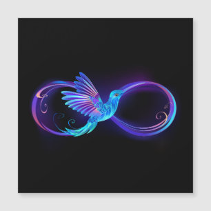 Neon Infinity Symbol with Glowing Hummingbird Magnetic Invitation