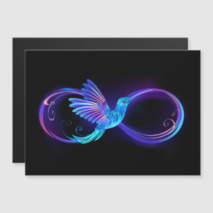 Neon Infinity Symbol with Glowing Hummingbird Magnetic Invitation