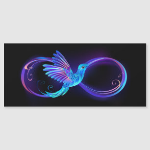 Neon Infinity Symbol with Glowing Hummingbird Magnetic Invitation