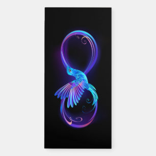 Neon Infinity Symbol with Glowing Hummingbird Magnetic Notepad