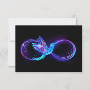 Neon Infinity Symbol with Glowing Hummingbird Note Card