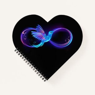 Neon Infinity Symbol with Glowing Hummingbird Notebook