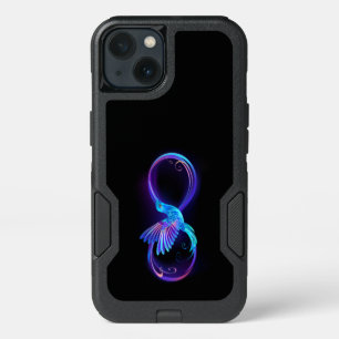 Neon Infinity Symbol with Glowing Hummingbird iPhone 13 Case