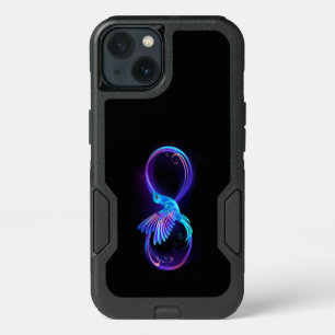 Neon Infinity Symbol with Glowing Hummingbird iPhone 13 Case