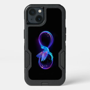 Neon Infinity Symbol with Glowing Hummingbird iPhone 13 Case