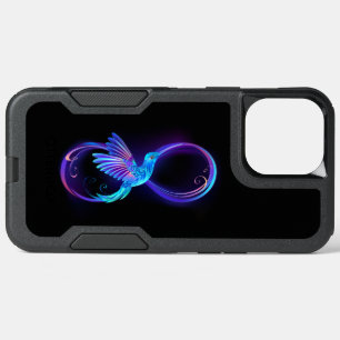 Neon Infinity Symbol with Glowing Hummingbird iPhone 13 Pro Max Case