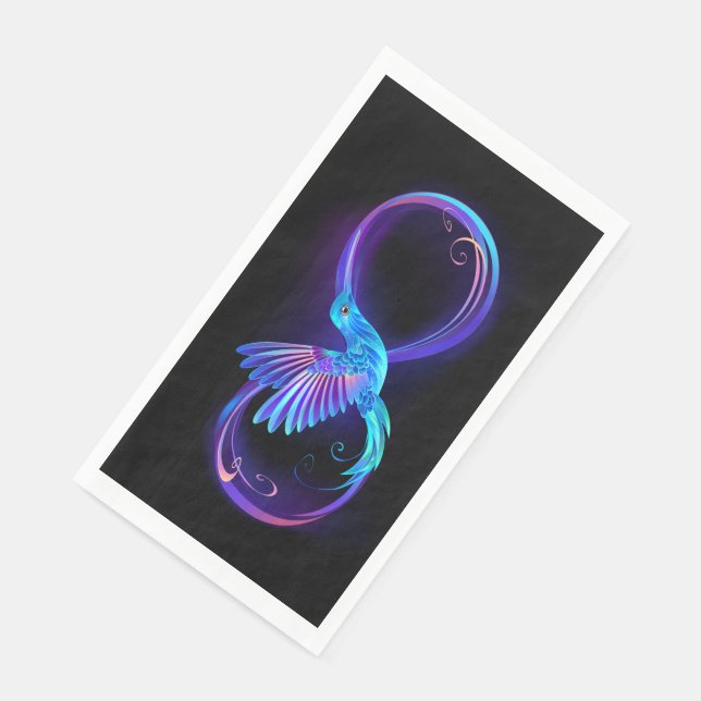 Neon Infinity Symbol with Glowing Hummingbird Paper Guest Towels (Corner)