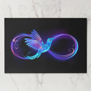 Neon Infinity Symbol with Glowing Hummingbird Paper Pad