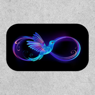 Neon Infinity Symbol with Glowing Hummingbird Patch