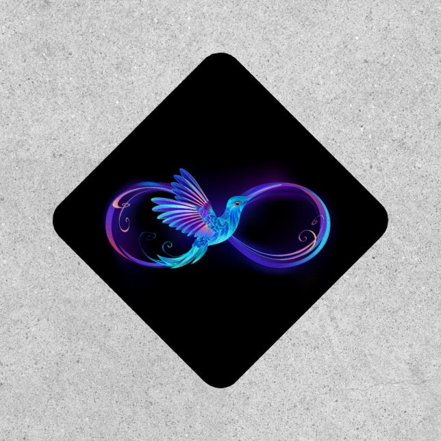 Neon Infinity Symbol with Glowing Hummingbird Patch (Front)