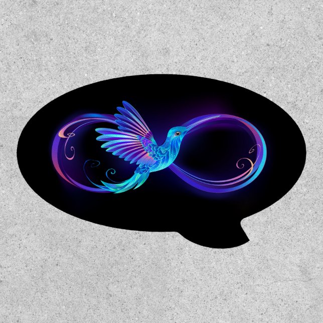 Neon Infinity Symbol with Glowing Hummingbird Patch (Front)