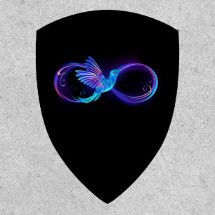 Neon Infinity Symbol with Glowing Hummingbird Patch