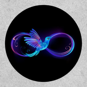 Neon Infinity Symbol with Glowing Hummingbird Patch