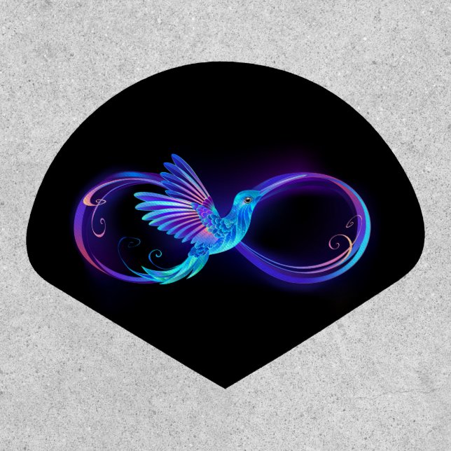 Neon Infinity Symbol with Glowing Hummingbird Patch (Front)