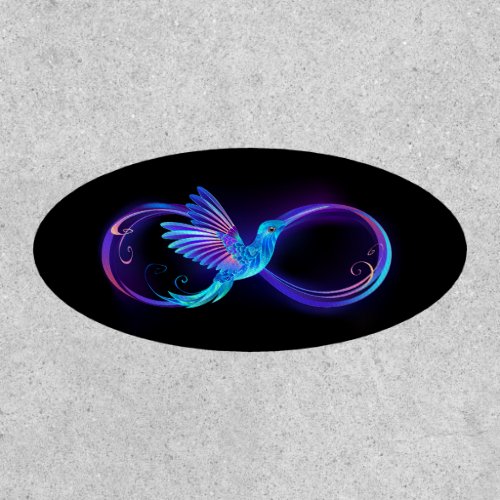 Neon Infinity Symbol with Glowing Hummingbird Patch