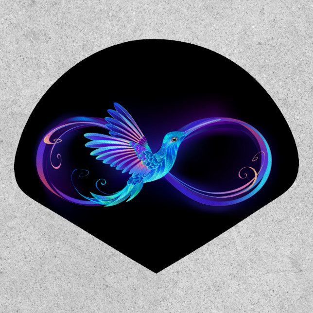 Neon Infinity Symbol with Glowing Hummingbird Patch (Front)