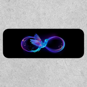Neon Infinity Symbol with Glowing Hummingbird Patch