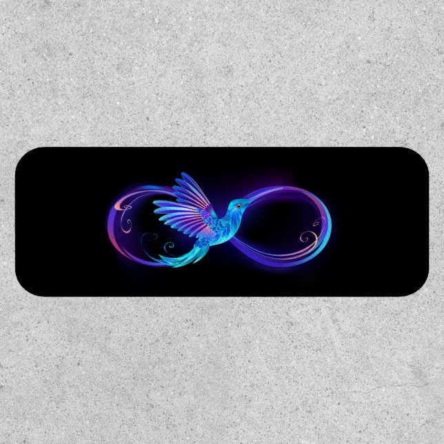 Neon Infinity Symbol with Glowing Hummingbird Patch (Front)