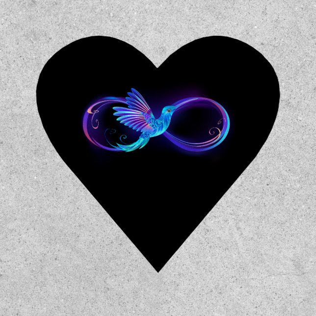 Neon Infinity Symbol with Glowing Hummingbird Patch (Front)