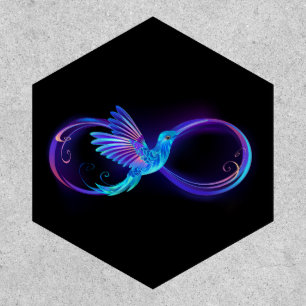 Neon Infinity Symbol with Glowing Hummingbird Patch