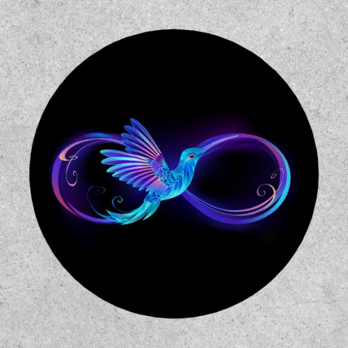 Neon Infinity Symbol with Glowing Hummingbird Patch