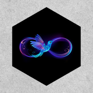 Neon Infinity Symbol with Glowing Hummingbird Patch