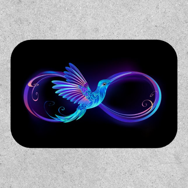Neon Infinity Symbol with Glowing Hummingbird Patch (Front)